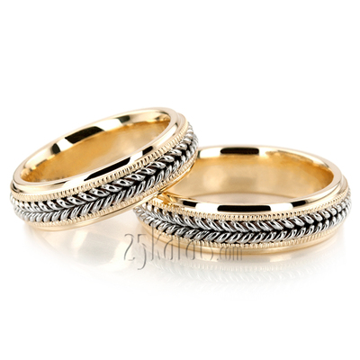 Double-braided Milgrain Hand Woven Wedding Ring 