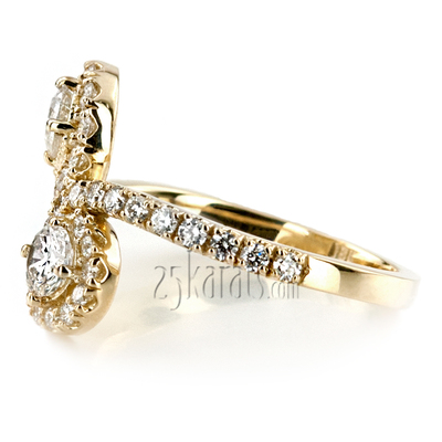 "You & Me" Two Stone Fish Tail Set Diamond Ring 