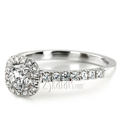 Cushioned Halo Micro Pave Diamond Engagement Ring