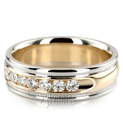 Channel Set Diamond Wedding Band Set