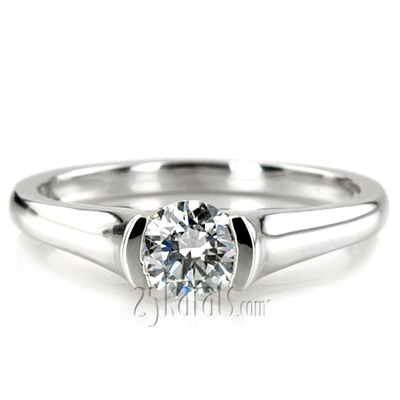 Half Bezel Contemporary Solitaire Engagement Ring