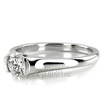 Half Bezel Contemporary Solitaire Engagement Ring