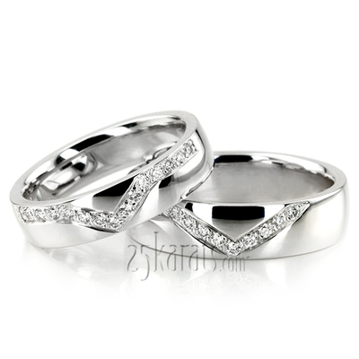 V-Set Diamond Wedding Ring Set