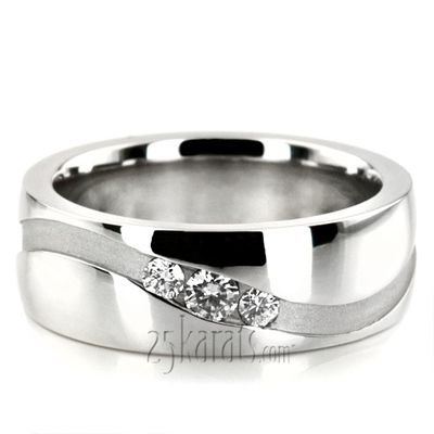 Curved Groove Diamond Wedding Band