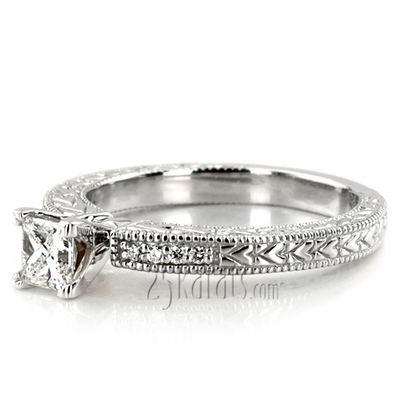 Pave Set Antique Diamond Bridal Ring (0.06 ct.tw.)