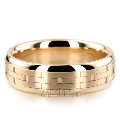 Stylish Grooved Fancy Carved Wedding Ring