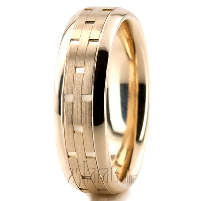 Stylish Grooved Fancy Carved Wedding Ring