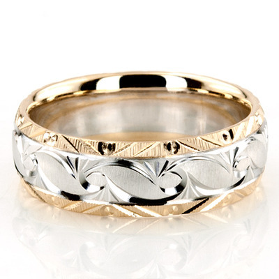 Fine Grooved Fancy Designer Wedding Ring Set