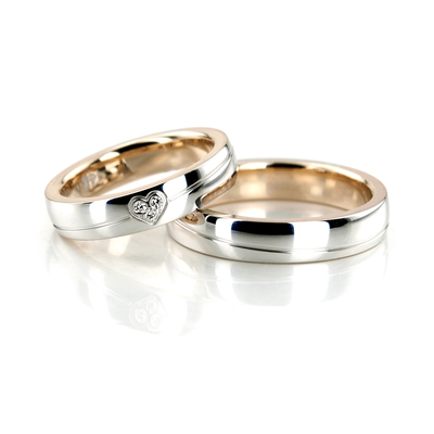 Duo Color Two Tone Contemporary Design Couples Ring Set