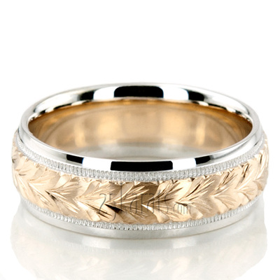 Leaf Design Fancy Carved Wedding Band 1 - Alternate View