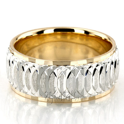 Circular Cut Two Tone Fancy Designer Wedding Band - Real Customer Photo