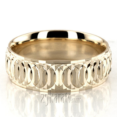 Circular Cut Two Tone Fancy Designer Wedding Band - Alternate View
