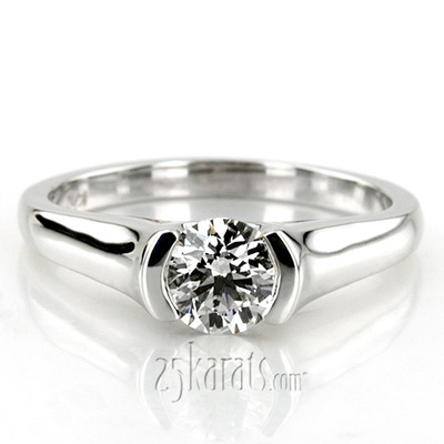 Half Bezel Contemporary Solitaire Engagement Ring