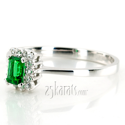 Emerald Cut Diamond Color Stone Ring