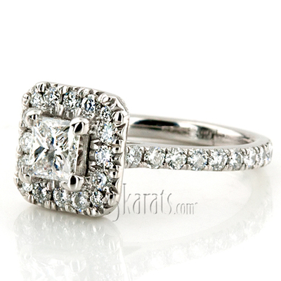 Micro Pave Setting Halo Engagement Ring
