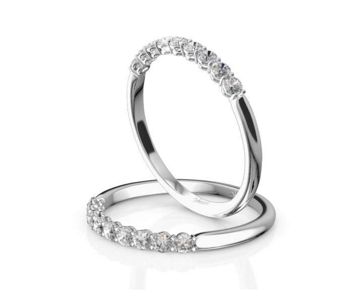 Round Brilliant Basket Setting 9 Stone Women Anniversary Ring (1/4 ct. tw.) 360° view