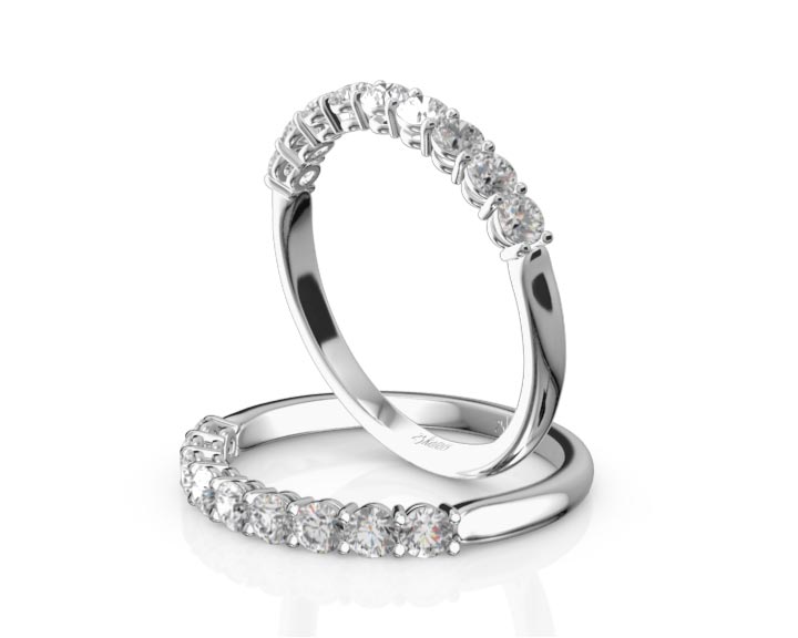 Round Brilliant Basket Setting 9 Stone Women Anniversary Ring (1/2 ct. tw.) 360° view