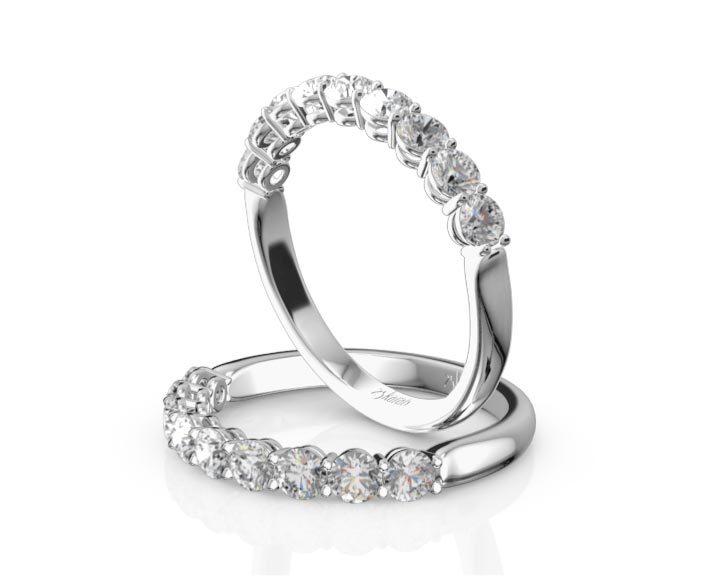 Round Brilliant Basket Setting 9 Stone Women Anniversary Ring (3/4 ct. tw.) 360° view