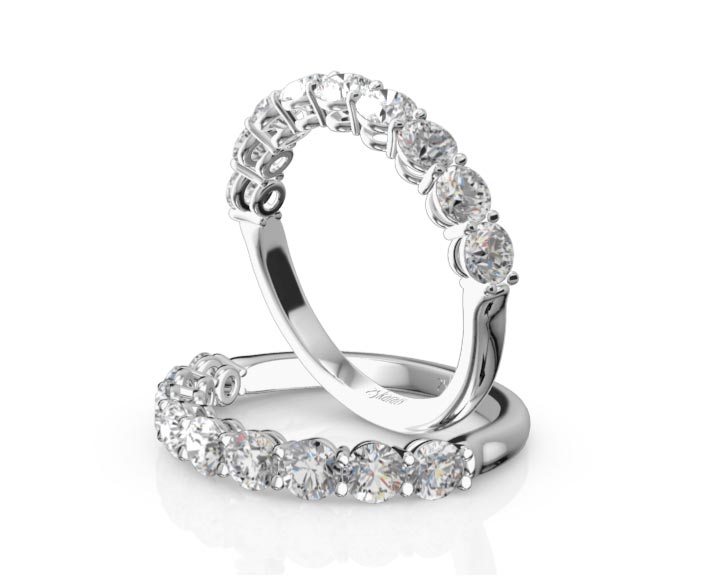 Round Brilliant Basket Setting 9 Stone Women Anniversary Ring (1 1/4 ct. tw.) 360° view