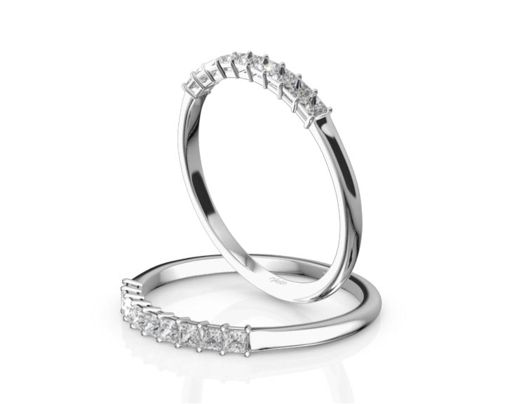 9 Stone Princess Cut Basket Setting Woman Ring (1/4 ct. tw.) 360° view