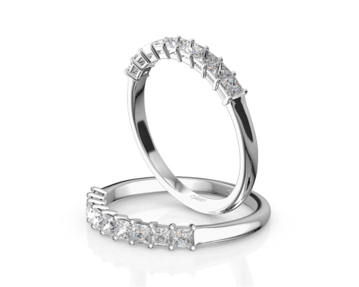 9 Stone Princess Cut Basket Setting Woman Ring (5/8 ct. tw.) 360° view