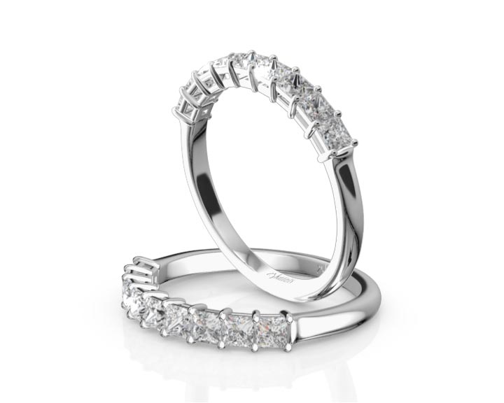 9 Stone Princess Cut Basket Setting Woman Ring (3/4 ct. tw.) 360° view