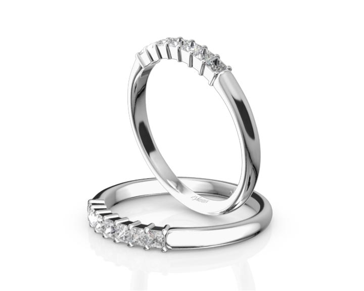 Classic 7-Stone Princess Cut Closed Basket Setting Woman Anniversary Ring (1/4 ct. tw.) 360° view