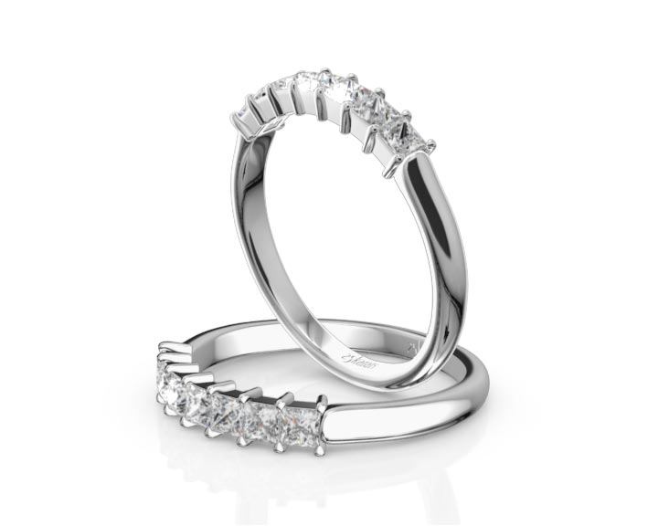 Classic 7-Stone Princess Cut Closed Basket Setting Woman Anniversary Ring (1/2 ct. tw.) 360° view