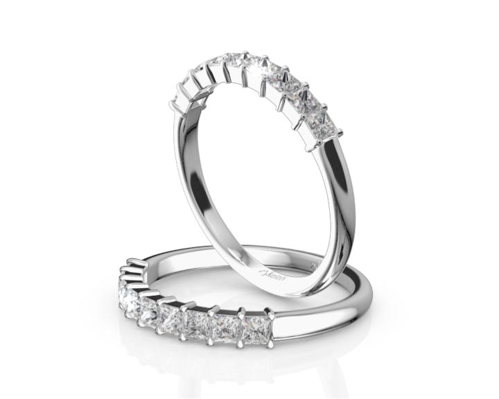 Closed Basket Setting 9-Stone Princess Cut Anniversary Ring (5/8 ct. tw.) 360° view