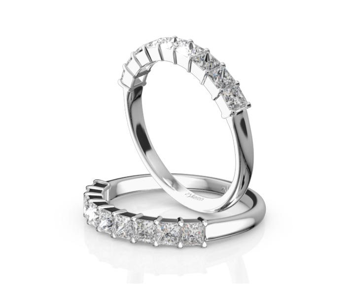 Closed Basket Setting 9-Stone Princess Cut Anniversary Ring (3/4 ct. tw.) 360° view