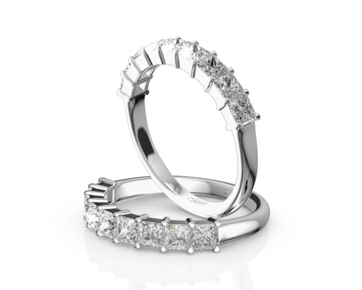 Closed Basket Setting 9-Stone Princess Cut Anniversary Ring (1.00 ct. tw.) 360° view