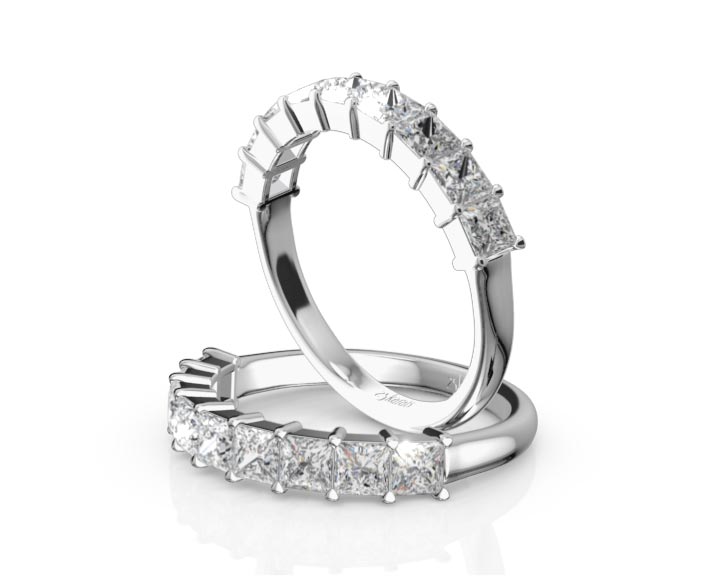 Closed Basket Setting 9-Stone Princess Cut Anniversary Ring (1.26 ct. tw.) 360° view