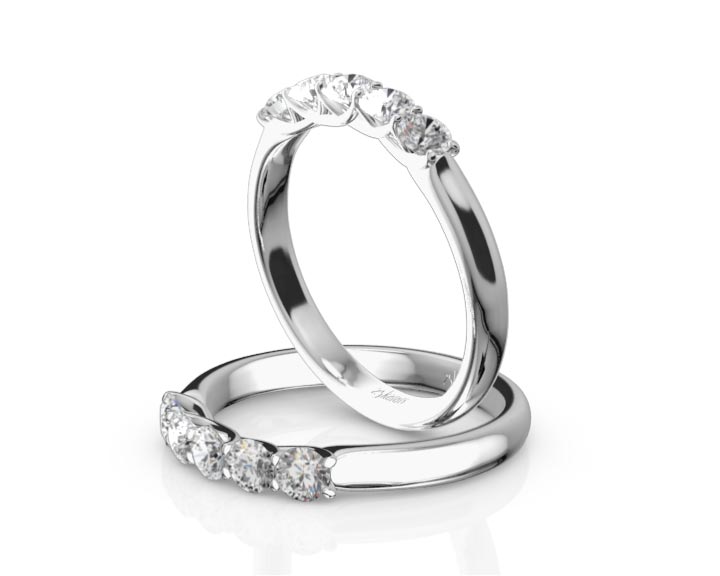 Low Set Trellis Setting 5-Stone Round Shank Anniversary Ring (1/2 ct. tw.) 360° view
