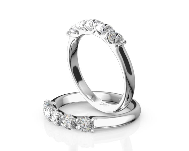 Low Set Trellis Setting 5-Stone Round Shank Anniversary Ring (3/4 ct. tw.) 360° view