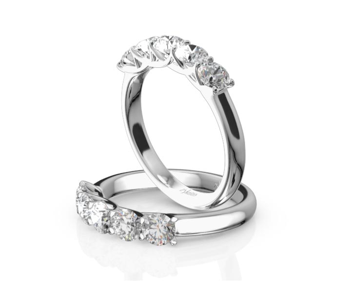 Low Set Trellis Setting 5-Stone Round Shank Anniversary Ring (1 ct. tw.) 360° view