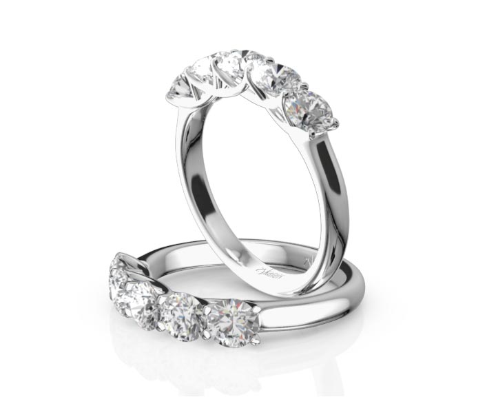 Low Set Trellis Setting 5-Stone Round Shank Anniversary Ring (1 1/4 ct. tw.) 360° view