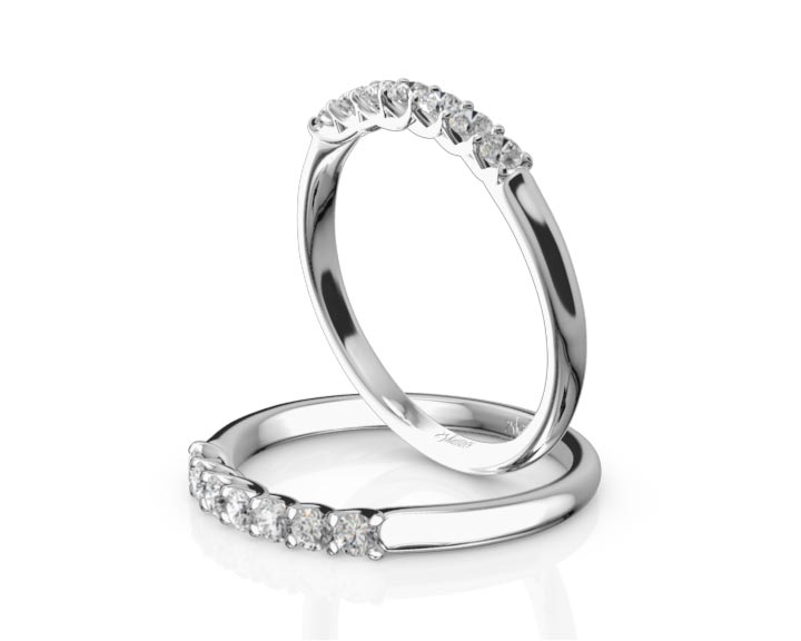 Low Set Trellis Setting 7 Stone Round Shank Women Anniversary Ring (1/4 ct. tw.) 360° view