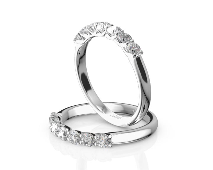 Low Set Trellis Setting 7 Stone Round Shank Women Anniversary Ring (1/2 ct. tw.) 360° view