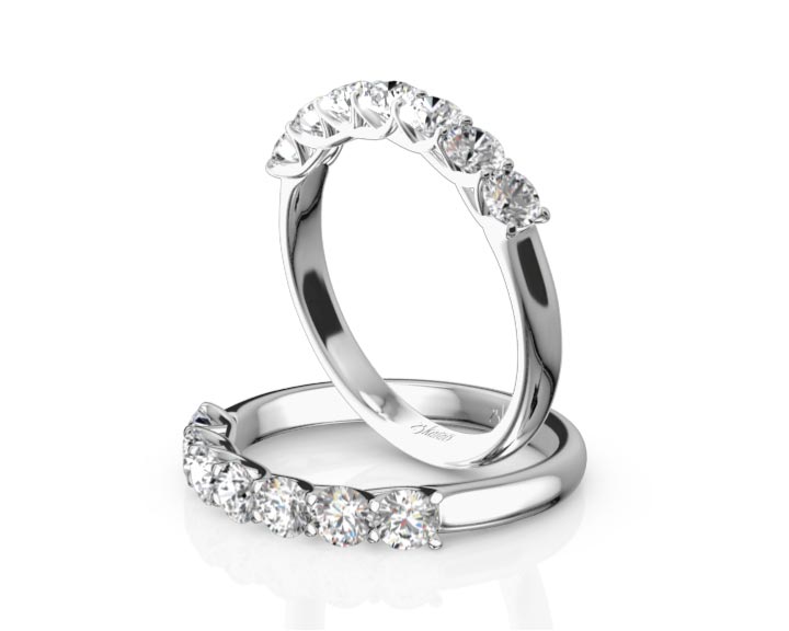 Low-Set Trellis Setting 7-Stone Round Shank Anniversary Ring, 3/4 ct. tw. 360° view