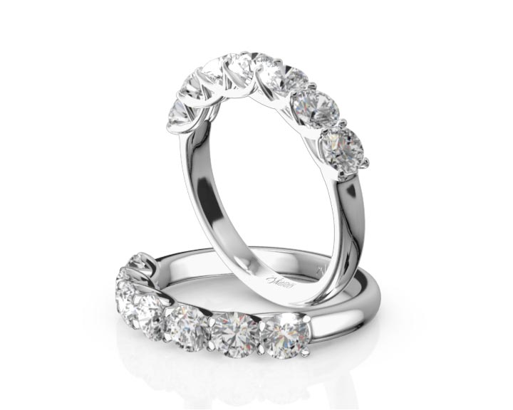 Low Set Trellis Setting 7 Stone Round Shank Women Anniversary Ring (1 1/4 ct. tw.) 360° view