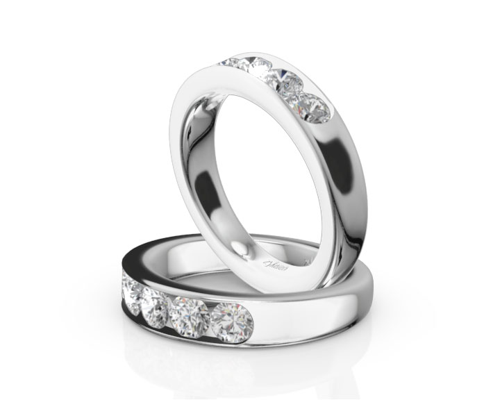 Brilliant Round 5 Stone Channel Set Woman Diamond Ring (1 ct. tw.) 360° view