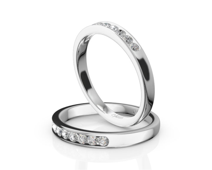9 Stone Channel Set Brilliant Round Diamond Anniversary Ring (1/4 ct. tw.) 360° view