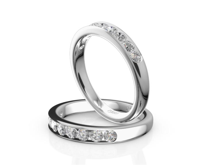 Brilliant Round 9 Stone Channel Set Diamond Anniversary Ring (1/2 ct. tw.) 360° view