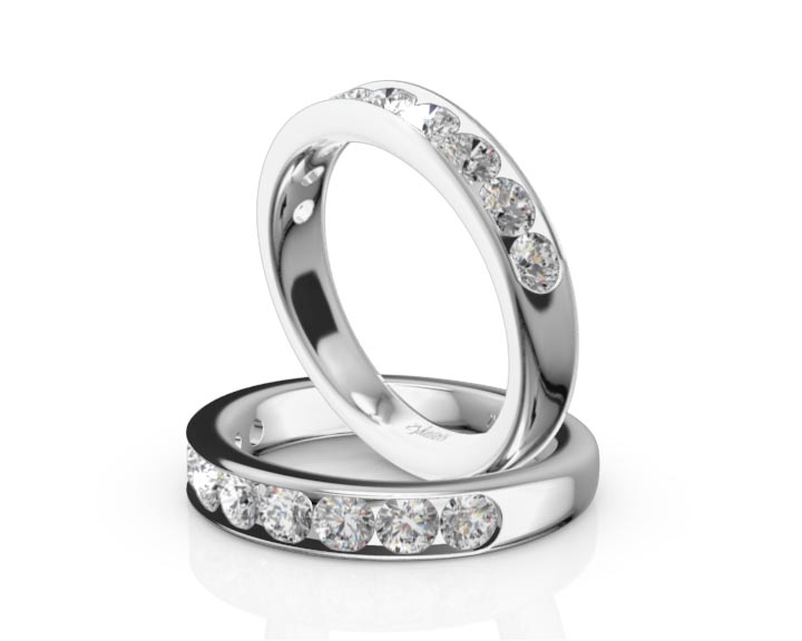 Brilliant Round 9 Stone Channel Set Diamond Anniversary Ring (1.00 ct. tw.) 360° view