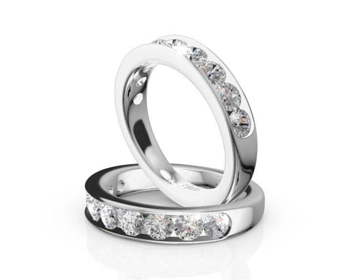 Brilliant Round 9 Stone Channel Set Diamond Anniversary Ring (1.25 ct. tw.) 360° view