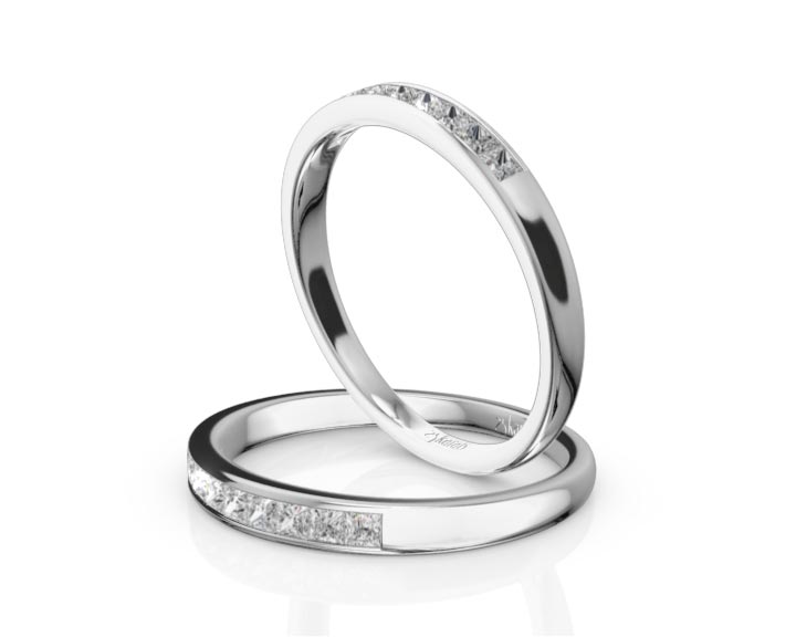 Channel Set Nine Stone Princess Cut Diamond Anniversary Band (1/4 ct. tw.) 360° view