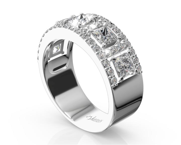 Princess and Brilliant Round Diamond Wedding Anniversary Band (1 7/8 ct. tw.) 360° view