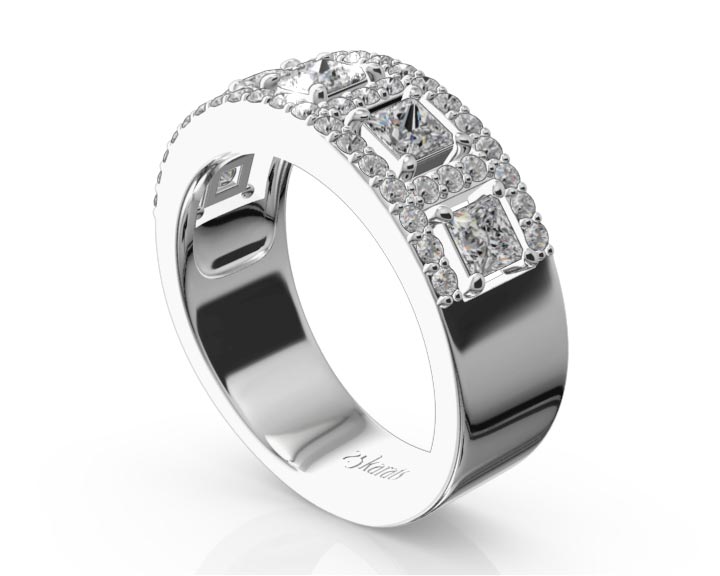 Princess and Brilliant Round Diamond Wedding Anniversary Band (1 1/3 ct. tw.) 360° view