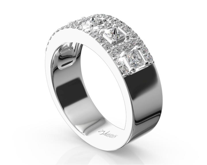 Princess and Brilliant Round Diamond Wedding Anniversary Band ( 1 ct. tw.) 360° view