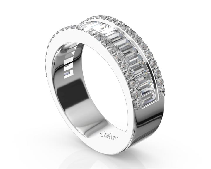 Baguette and Brilliant Round Diamond Anniversary Band (1 3/4 ct. tw.) 360° view